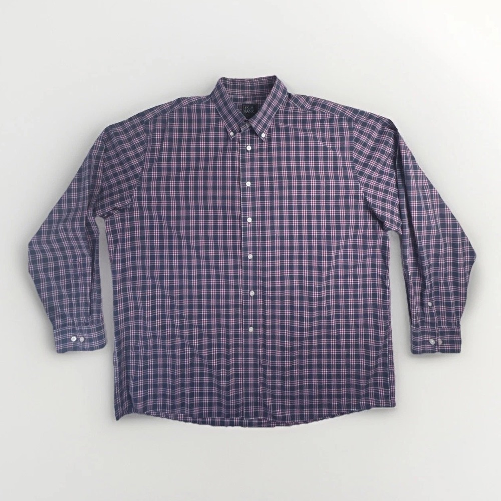 Jos A Bank Men's Traveler Traditional Fit Long Sleeve Button Down Navy XL Shirt